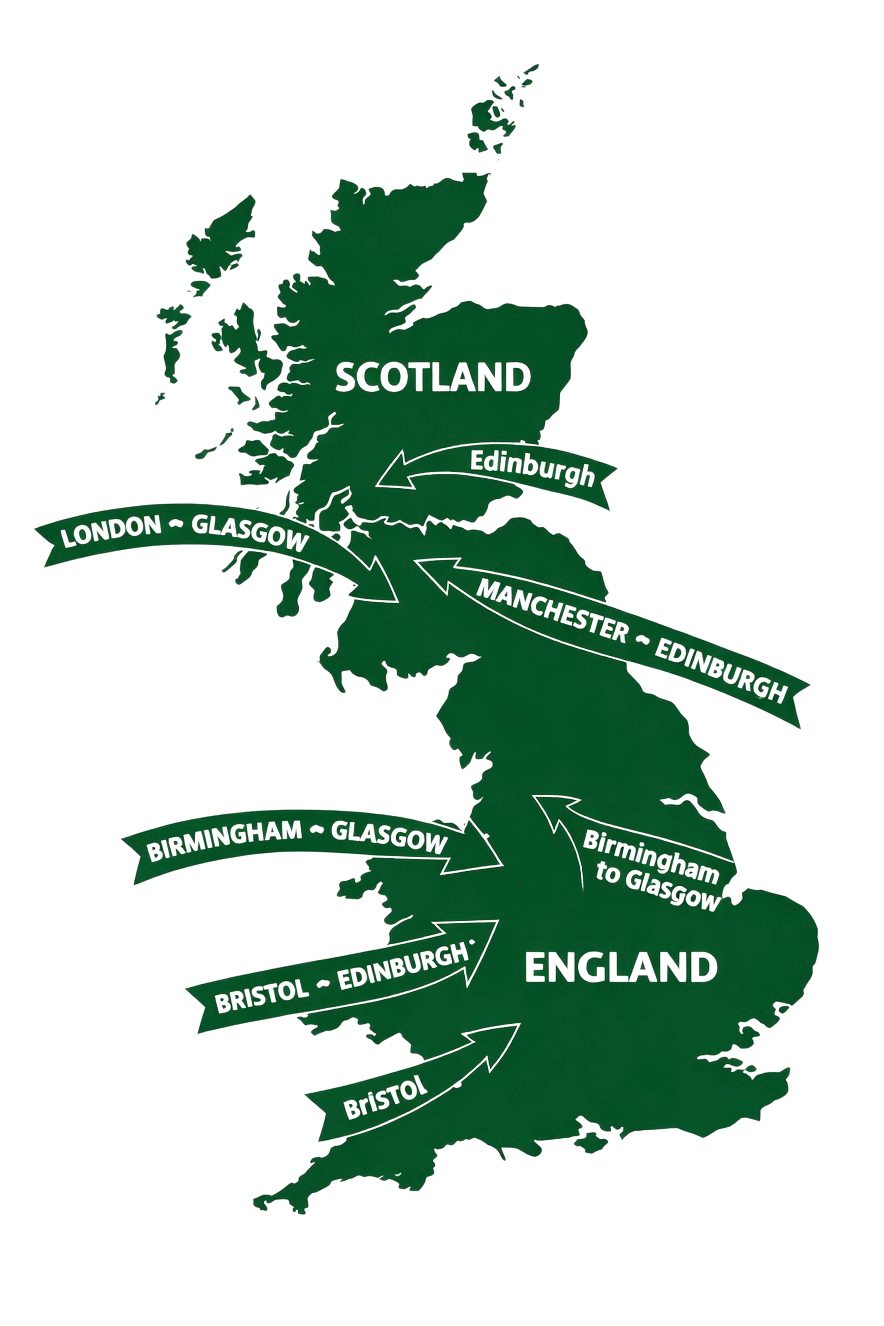 car transport routes map England to Scotland vehicle transport