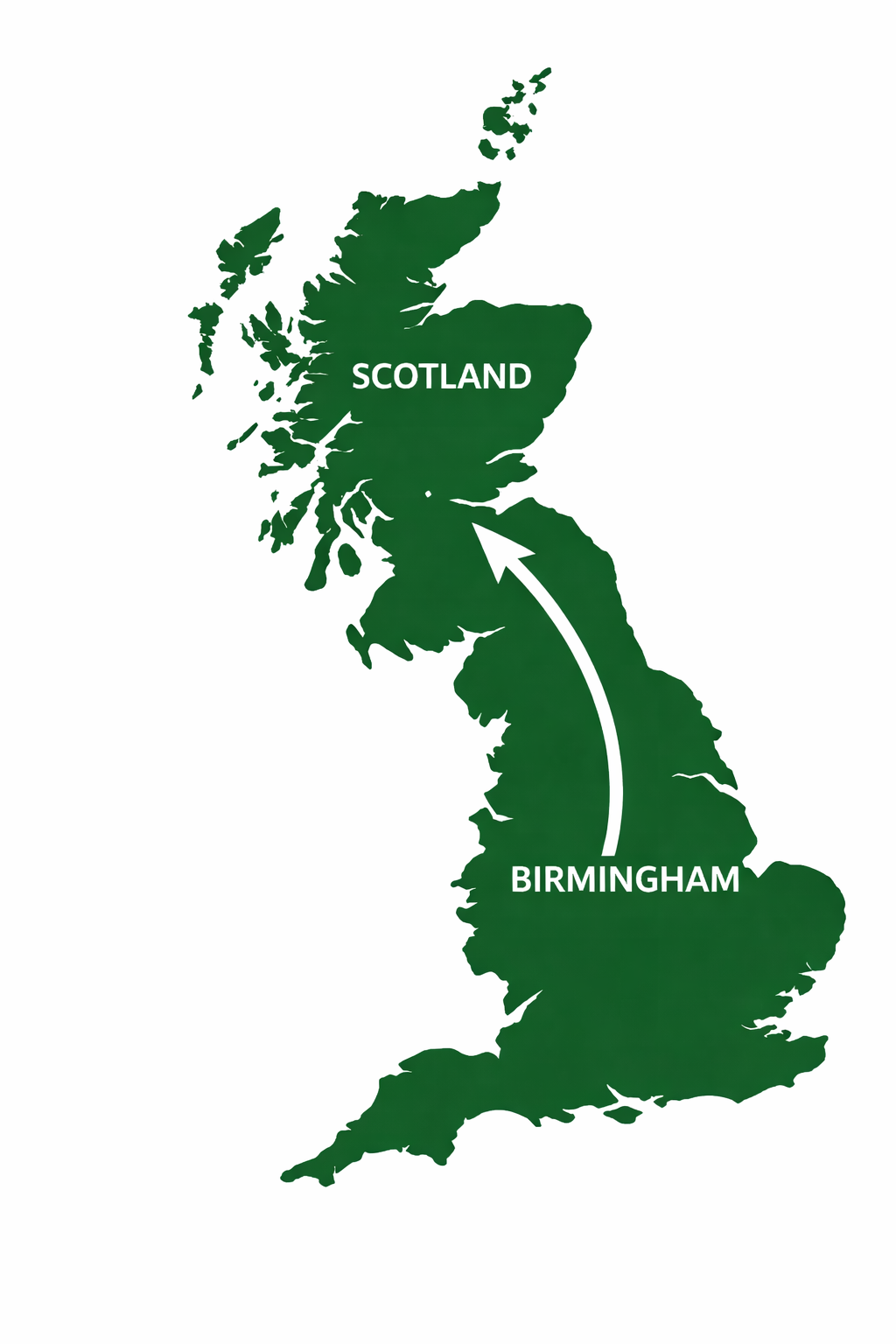 car transport Birmingham to Scotland route map