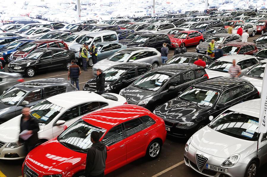 Cars being sold at a UK vehicle auction
