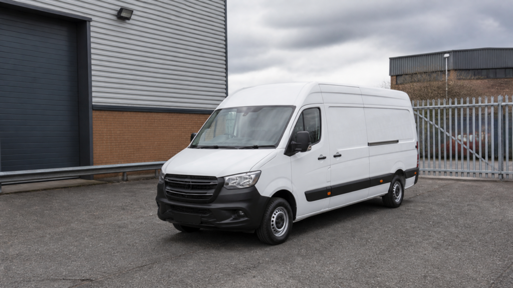 Van recovery Blackburn – white commercial van parked in a secure UK industrial yard