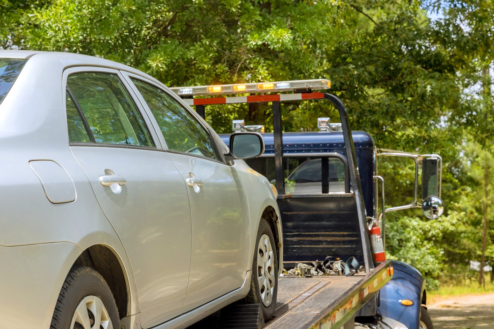 Breakdown recovery Livingston – silver car being prepared for towing